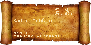 Radler Milán névjegykártya
